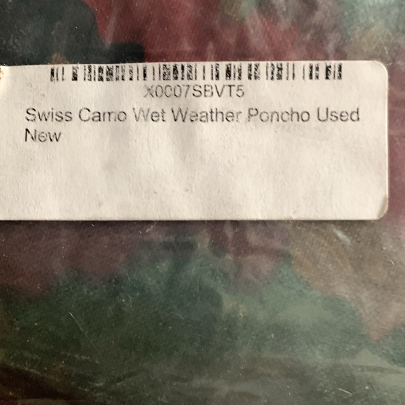 Swiss Camo wet weather poncho. No size listed. Assume size is one size fits most - Picture 2 of 4